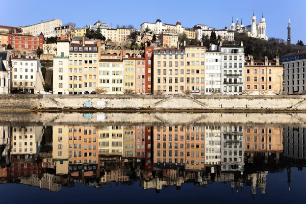 Lyon ve saone nehir manzarası — Stok fotoğraf