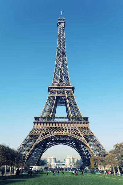Eiffel tower with cross photographic processing — Stock Photo, Image