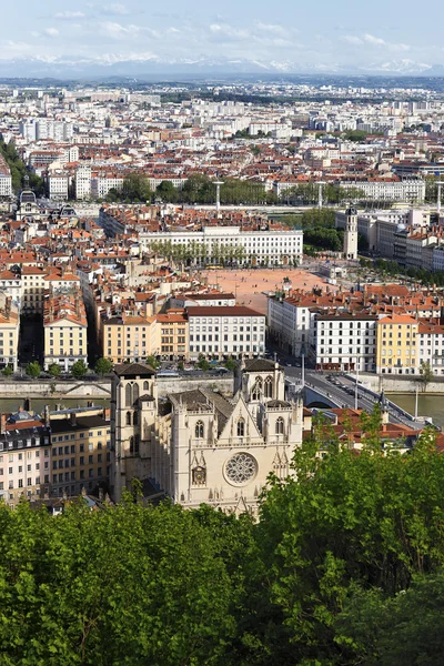 里昂城市鸟瞰图 — 图库照片