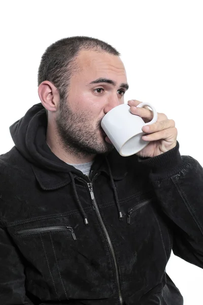 Homem com copo de chá — Fotografia de Stock