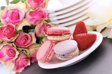 Macaroons and strawberry clipart