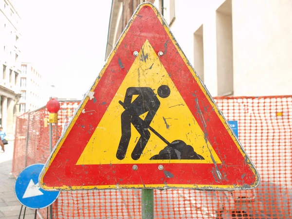 Roadworks sign — Stock Photo, Image