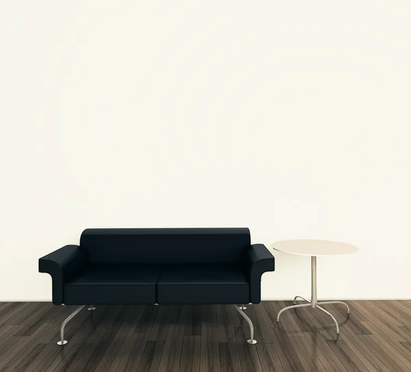 Divano e tavolo interni moderni minimali — Foto Stock