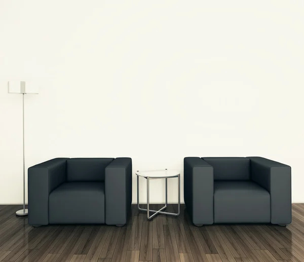 Minimal modern interior armchair and table — Stock Photo, Image