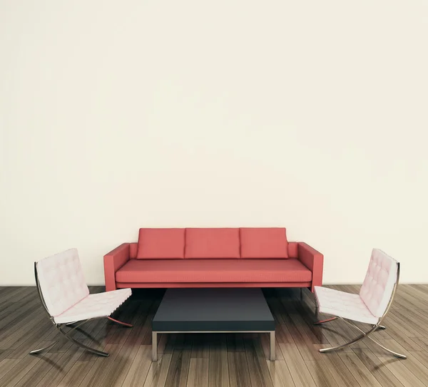 Divano e poltrona interni moderni minimali — Foto Stock