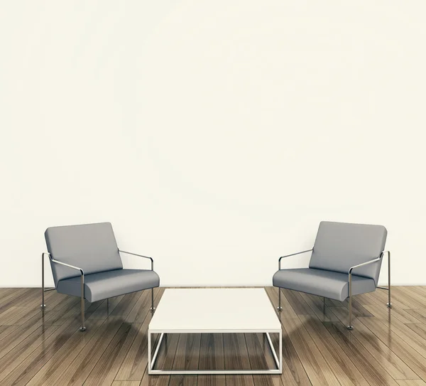 Minimální moderní interiérové křeslo a stůl — Stock fotografie