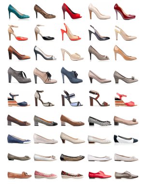 Collection of various types of female shoes clipart
