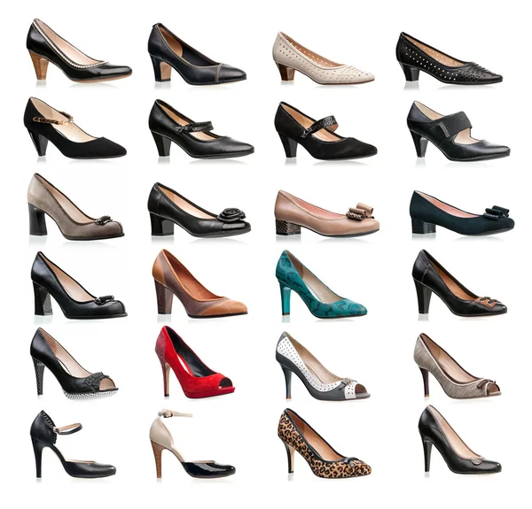 Coleção de vários tipos de sapatos femininos — Fotografia de Stock