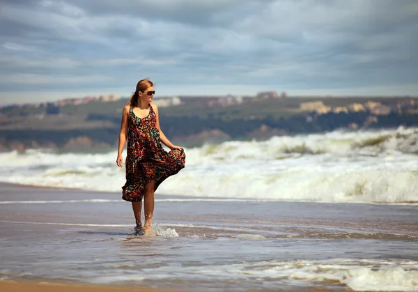 stock image Young Caucasian woman at a beach