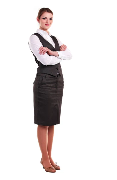 Young caucasian business woman with arms crossed — Stock Photo, Image