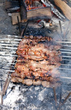 ateşe ızgara şiş kebap