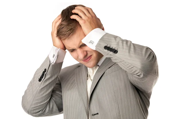 stock image Closeup portrait of a young Caucasian man in despair