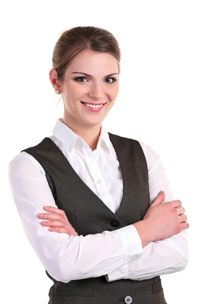 Junge Geschäftsfrau lächelt strahlend — Stockfoto
