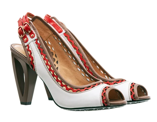 Beyaz bitti izole Moda Bayan Ayakkabı — Stok fotoğraf