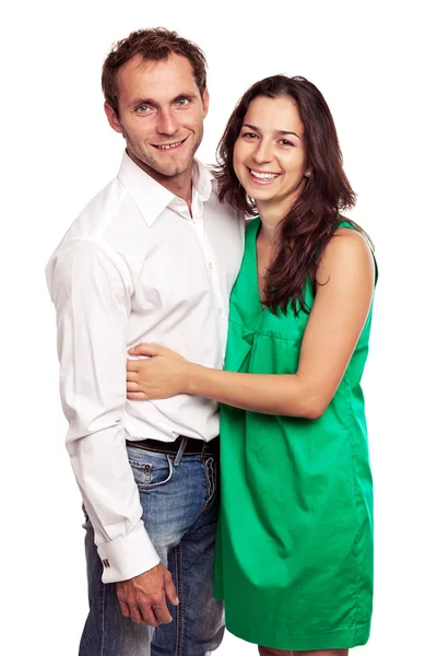 Portréja egy vonzó szerető pár néz a kamerába — Stock Fotó