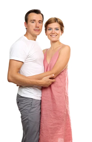 Portrét atraktivní milující pár při pohledu na fotoaparát — Stock fotografie