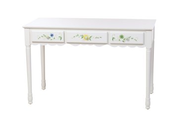 Three-drawer dressing table over white, with clipping path clipart