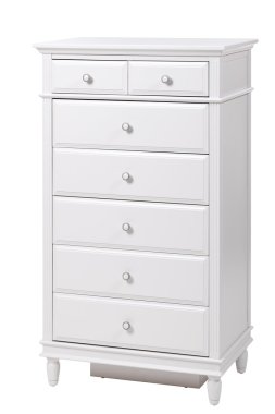 White wooden chest of drawers isolated, with clipping path clipart