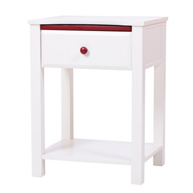 White wooden nightstand isolated, with clipping path clipart