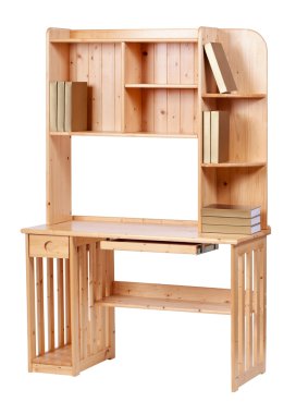 Wooden workstation over white, with clipping path clipart