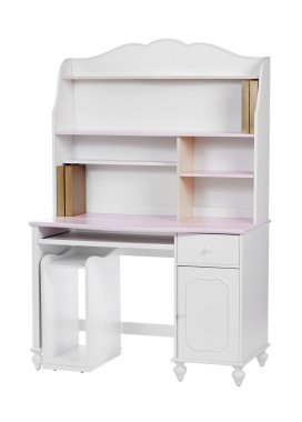 Wooden workstation (desk and bookcase), with clipping path clipart