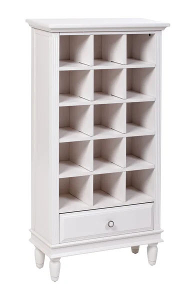 Empty white wooden bookcase (shelving unit), with clipping path — Stock Photo, Image