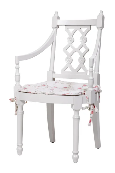 Elegante cadeira de jantar branco, com caminho de recorte — Fotografia de Stock