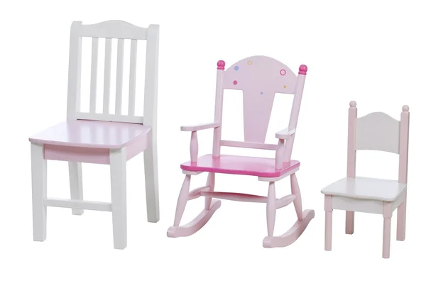 Kinderen stoelen geïsoleerd over wit, met uitknippad — Stockfoto