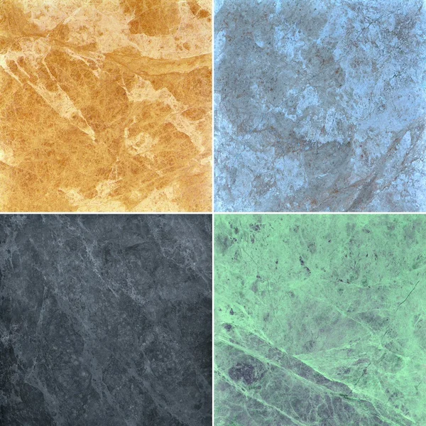 Vier verschillende marmeren texturen. (hoge resolutie).) — Stockfoto