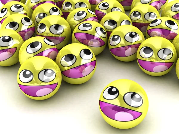 3D στρογγυλά χαμογελαστά πρόσωπα. — Φωτογραφία Αρχείου