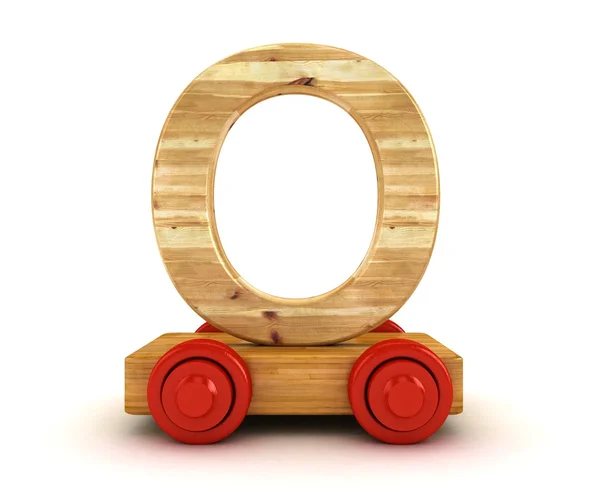 Alfabeto de trem de madeira 3D isolado em branco . — Fotografia de Stock