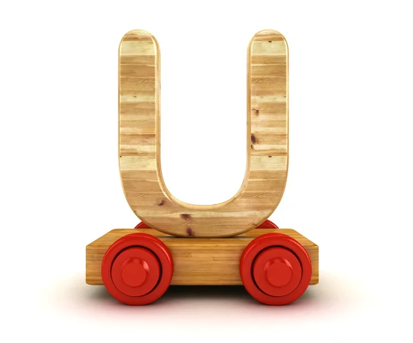 stock image 3D Wooden train alphabet isolated on white.