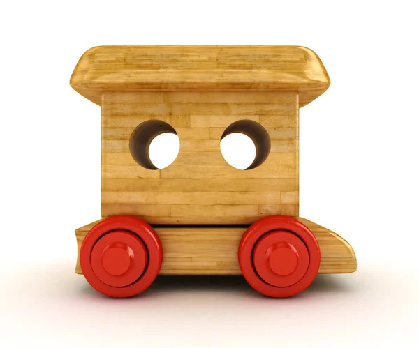 3D Wooden train isolated on white. — Stock Photo, Image