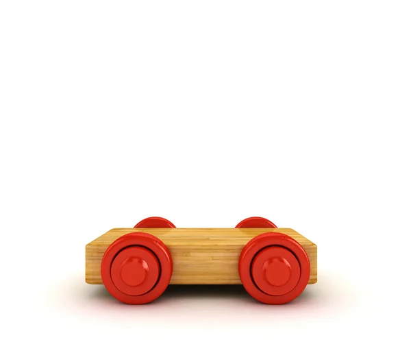 3D Wooden train isolated on white. — Stock Photo, Image
