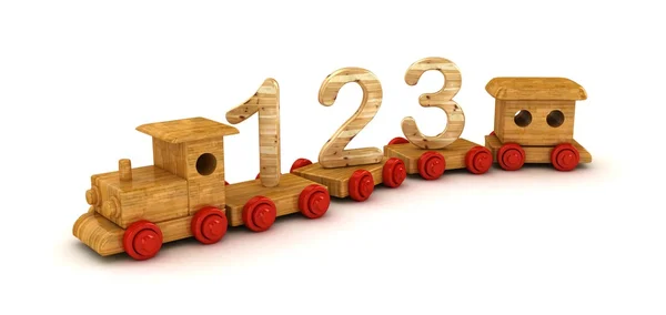 Number learning on toy train isolated on white background. — Stock Photo, Image