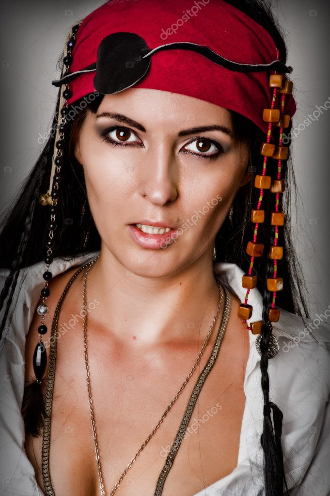 Fashion portrait of woman pirate — Stock Photo © katalinks #12186187