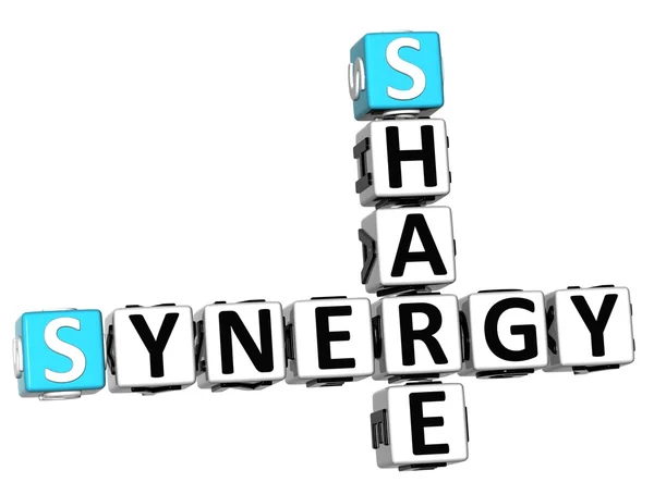 3D Share Synergy Crossword — Stock Photo, Image