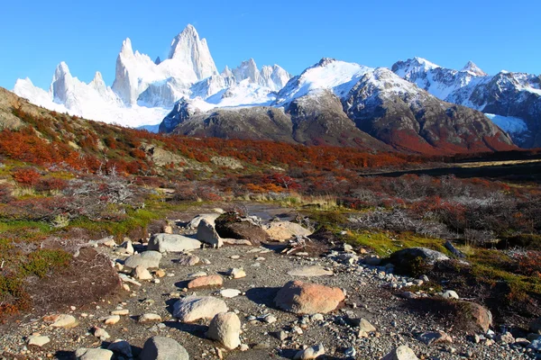 Vacker natur landskap med mt. fitz roy som sett i los glaciares national park, Patagonien, argentina — Stockfoto