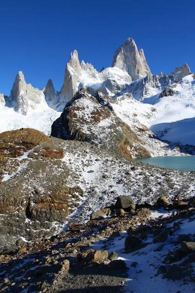 Όμορφο τοπίο με τα mt. fitz roy, όπως φαίνεται στο los glaciares εθνικό πάρκο, Παταγονία, Αργεντινή — Φωτογραφία Αρχείου