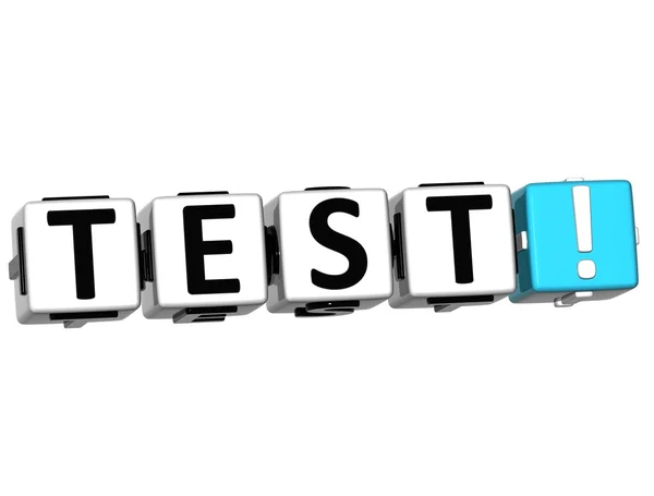 3D Test Button Click Here Block Text — Stock Photo, Image