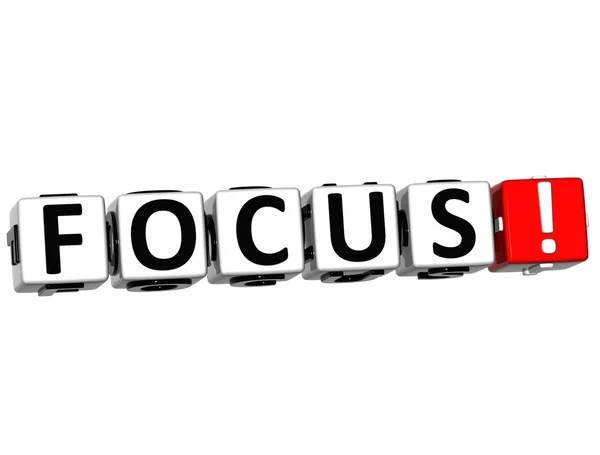3D Focus Button Click Here Block Text — Stock Photo, Image