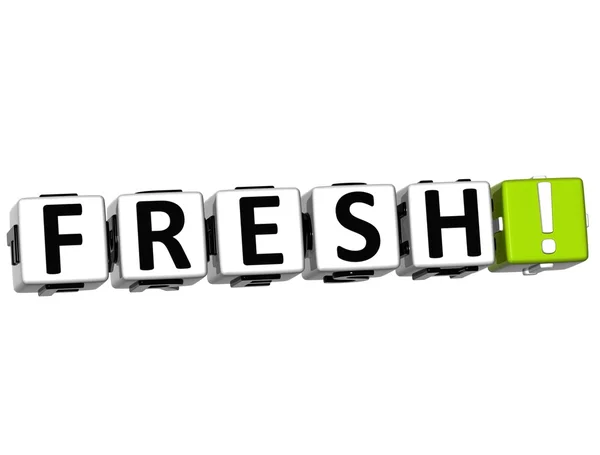 3D Fresh Button Click Here Block Text — Stock Photo, Image