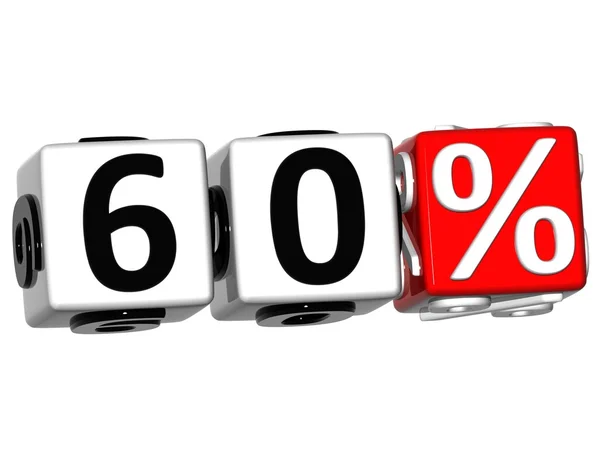 3D 60 Percent Button Click Here Block Text — Stock Photo, Image