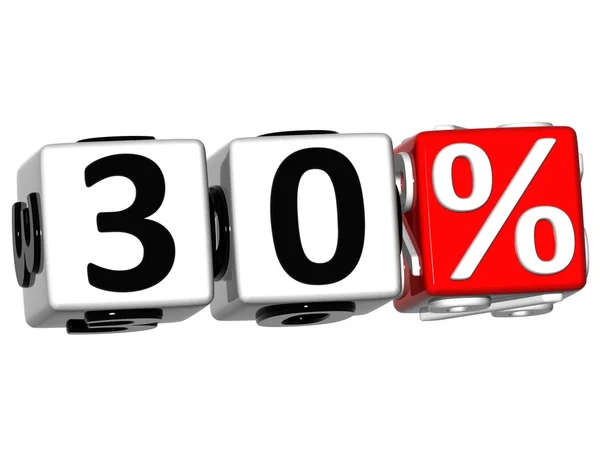 3D 30 Percent Button Click Here Block Text — Stock Photo, Image