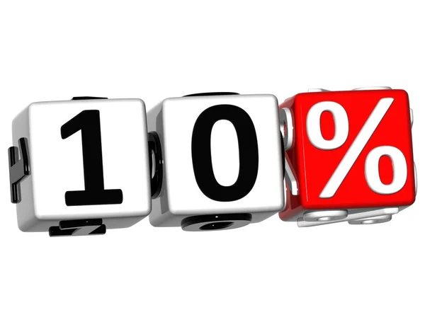 3D 10 Percent Button Click Here Block Text — Stock Photo, Image