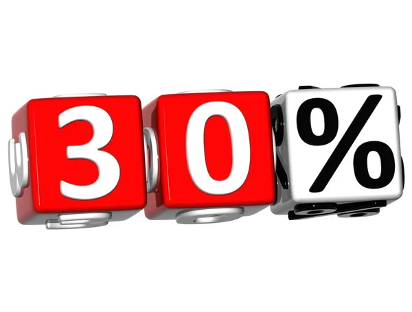 3D 30 Percent Button Click Here Block Text — Stock Photo, Image