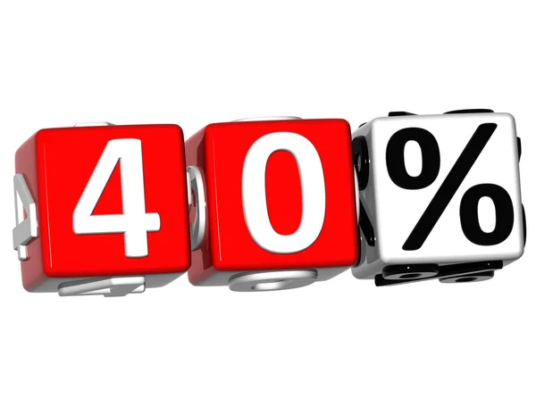 3D 40 Percent Button Click Here Block Text — Stock Photo, Image