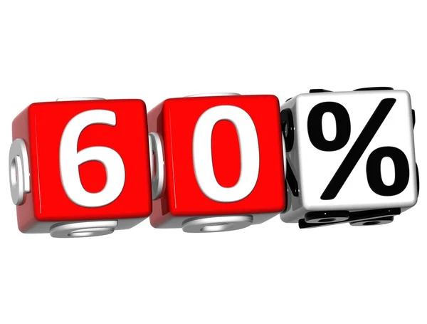 3D 60 Percent Button Click Here Block Text — Stock Photo, Image