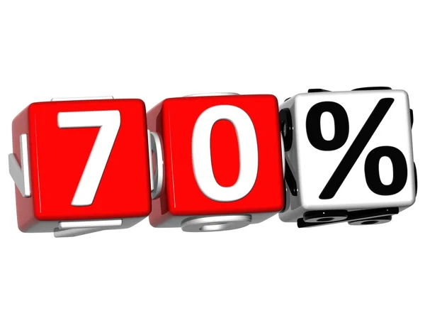 3D 70 Percent Button Click Here Block Text — Stock Photo, Image