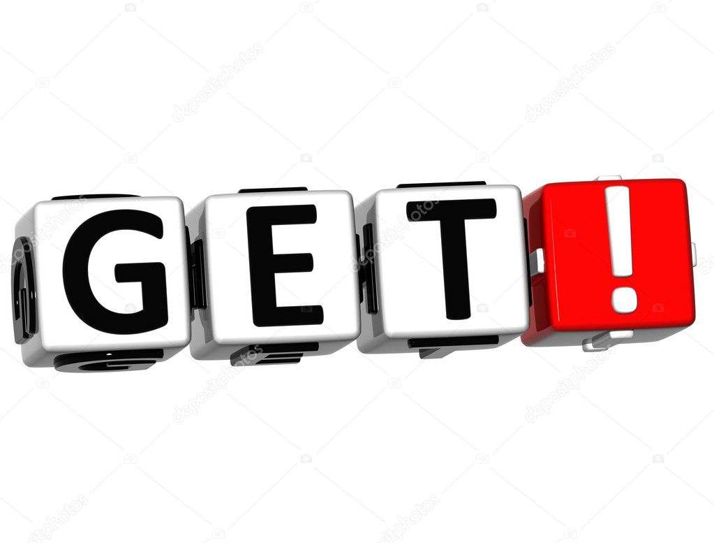 3D Get Button Click Here Block Text Stock Photo by ©Curioso_Travel